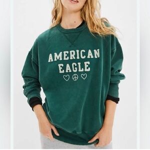 American Eagle Fleece Graphic Crew Neck
Sweatshirt Green Medium